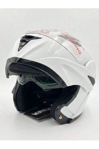 Vrt - Çene Açılır Vizörlü Kask Md-808 Beyaz L