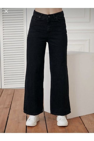 Lavajeans Kadın Siyah Lavajeans Yüksel Bel Bol Paça Kot Pantolon Siyah