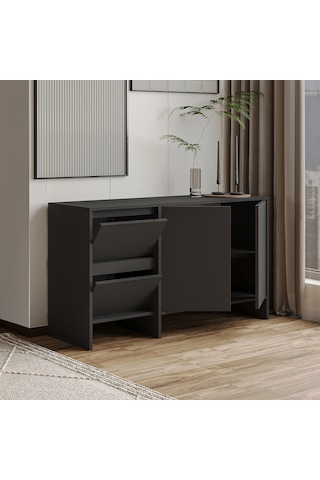 Laris 130 Cm Modern Konsol 4 Kapaklı, Yüksek Ayaklı, Minimalist Tasarım Antrasit