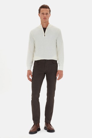 Twn Super Slim Fit Kahverengi Armürlü Chino Pantolon 5ec0305337641 Çok Renkli