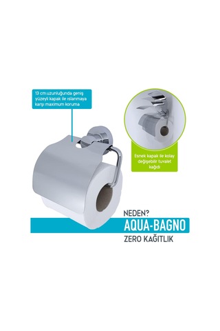 Aqua Bagno Zero Tuvalet Kağıtlığı - Parlak Krom