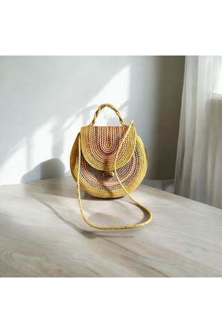 Hasır Çanta, Silindir Çanta, Tasarım Çanta,çok Renkli Hasır El Çantası Hasır