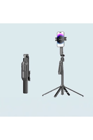 Jmary Kt-299 360 Derece Dönebilen Kablosuz Kumandalı Tripod Ve Selfie Çubuğu Siyah