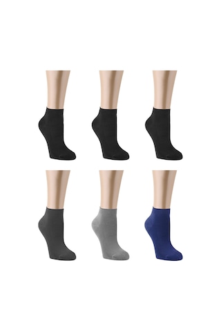Ozzy Socks 6 Çift Bambu Erkek Dikişsiz Patik Çorap 4 Mevsim Dayan Siyah - Füme