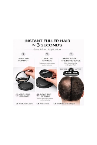 Unisex Saç Ve Sakal Kapatıcı Dolgunlaştırıcı Pudra, Siyah, 10gr, Doğal Görünüm, Anında Hacim