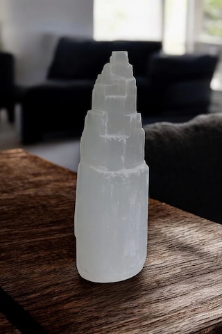Doğal Beyaz Selenit Kule 15 Cm