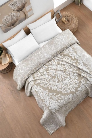 Pamuklu Laria Bej Jakar Yatak Örtüsü Çift Kişilik - 230x250 Cm Bej 230 X 250 Çok Renkli