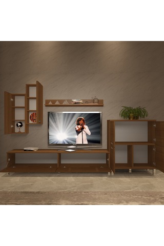 Decoraktiv Eko 6 Slm Std Krom Ayaklı Tv Ünitesi Tv Sehpası Ceviz