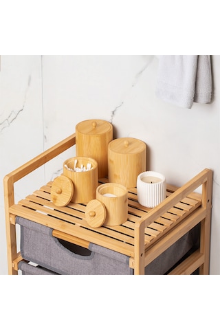 Porsima 4361 Bambu Çok Amaçlı Saklama Kabı Organizer 4lü Baharat Seti Bambu