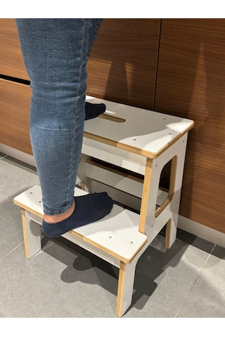 Basamaklı Mutfak Tabure Merdiven Beyaz