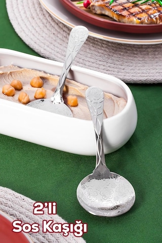 Porsima 5216 Metal Gümüş 2li Sos Kaşığı-kaşık 13cm