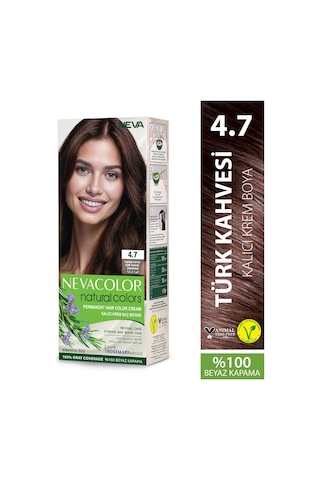 Nevacolor Natural Colors 4.7 Türk Kahvesi - Kalıcı Krem Saç Boyası Seti