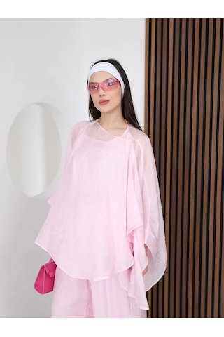 Nazzain Oversize Tül Gömlek Pembe
