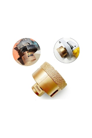 Mermer Granit Panç Fayans Beton Kaya 70mm Sarı Elmas Delme Ucu Avuç Taşlama Uyumlu M14 Karot Delik