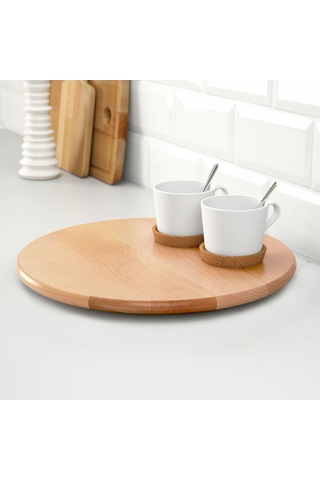 Dönen Tabla, Huş, 39 Cm Açık Gri