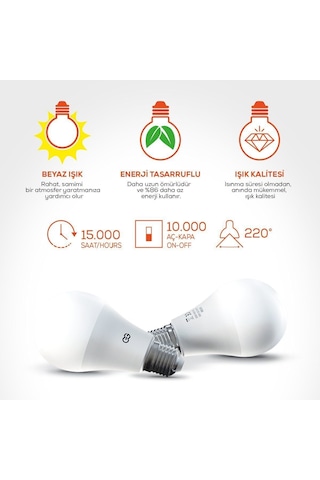 Günsan 3'lü Led Ampul 18w Beyaz Işık E27 6500k 1825 Lümen 3 Adet
