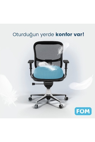 Fom Smith Visco Konforlu ve Ortopedik Oturma Simidi Yastık 45 x 44 x 8 Açık Mavi Çok Renkli