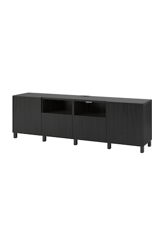 Tv Sehpası, Venge, 240x42x74 Cm, Lappvıken, Fren Raylı Meşe