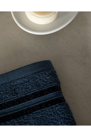 Maynor Bordürü Floşlu 2'li %100 Pamuk El Havlusu - Lacivert 8684427114421 Lacivert