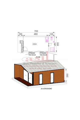 21M² Ahşap Desenli Betopanlı Çatı+Verandalı Modern Ev Konteyner