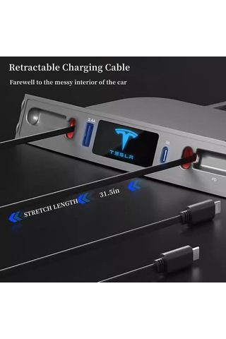 Maoyaya 2021-2023 Tesla Model 3/Y İçin Type C Ve Teleskopik , Merkezi Akıllı Hub Hızlı Şarj