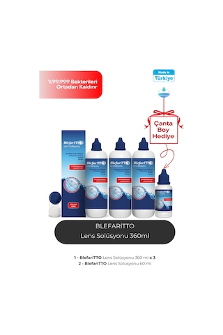 Tto Bleffaritto Lens Solüsyonu 360 Ml 3’lü Set + 60 Ml Çanta Boy Lens Solüsyonu