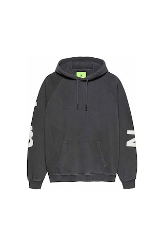 American Rag Cie Slightly Oversized Unisex Logo Line Hoodie - Rahat Ve Şık Kapüşonlu Süveter Siyah