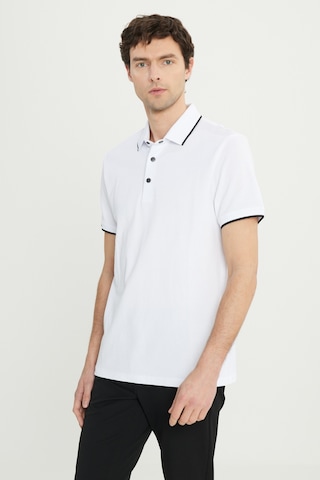 AC&Co / Altınyıldız Classics Erkek Beyaz %100 Pamuk Slim Fit Dar Kesim Polo Yaka Jakarlı Tişört Beyaz