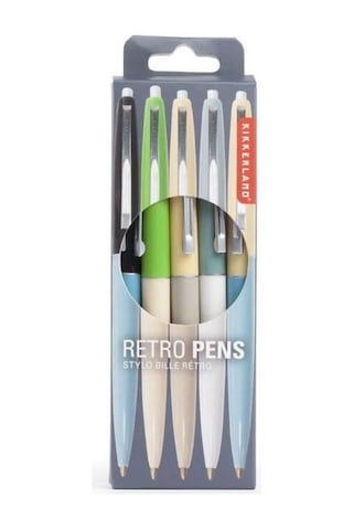 Kikkerland Retro 5'li Tükenmez Kalem Seti Çok Renkli