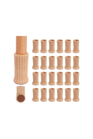 24 Adet - Sandalye Ayakları, Mobilya Ayakları İçin Haki Renkli Sandalye Çorabı, Kaymaz Pedler, 4"-7cm Çapındaki Sandalye Ayaklarına Uygundur Diğer