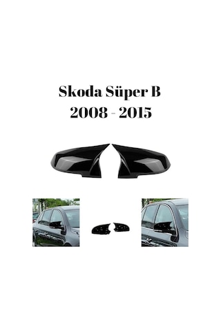 Skoda Süper B 2008 2009 2010 2011 2012 2013 2014 2015 Uyumlu Yarasa Batman Ayna Kapağı Seti Parlak Siyah