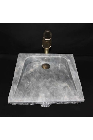 Gri Mermer Saray Işlemeli Lavabo