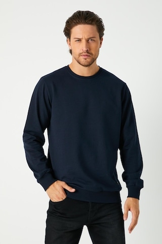 MMetalic Erkek Lacivert Basic Bisiklet Yaka Sweatshirt