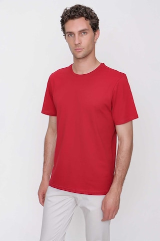 Erkek Bordo Basic Düz %100 Pamuk Bisiklet Yaka Slim Fit Dar Kesim Kısa Kollu Tişört Bordo
