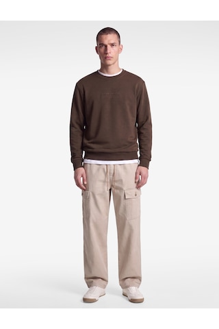 Koton Bisiklet Yaka Pamuklu Uzun Kollu Baskılı Sweatshirt Kahverengi 7wam70049mk Kahve