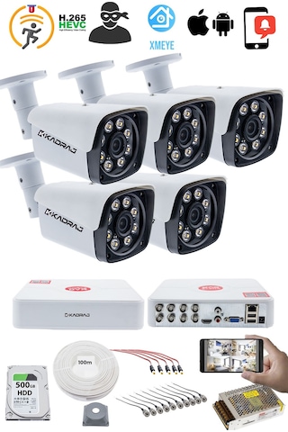 5 Kameralı Set - 5mp Sony Seculensli 1080p Kdj-5s-8w-m-v1