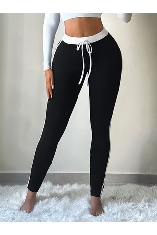 Bhrwear Kadın Yüksek Bel Bağcıklı Şerıt Detaylı Dalgıç Tayt Renkli