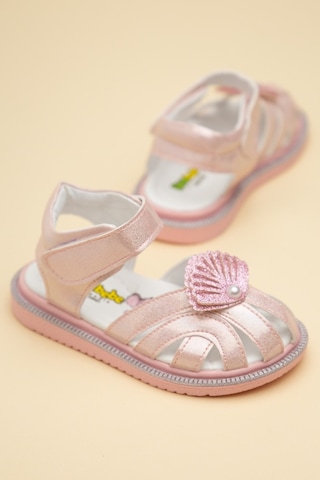 Dilimler Ayakkabı Şirinbebe Ortopedik Kız Bebek Sandalet Pembe Yelpaze Detaylı Önü Kapalı-4713