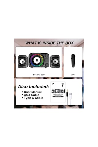 Rgb Led Işıklı 2+1 Ses Sistemi Bluetooth Hoparlör Fm Radyo Karaoke Mikrofonlu Speaker Tv Pc 50w