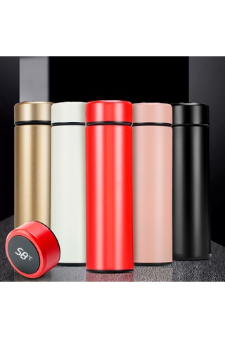 Moveevo Stainless Steel Isı Gösterici Termos Bardak, Led Dokunmatik Ekran, 500ml Siyah, Çiftler Ve İş Hediyesi, Isı Saklama Özelliği, Özel Logo Diğer