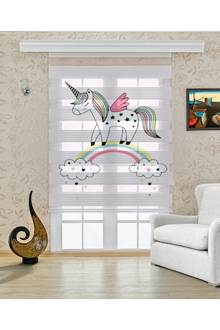 Perdeoutlet38 Baskılı Renkli Unicorn Dijital Baskılı Zebra Perde-cocuk Odası-stor Perde Çok Renkli