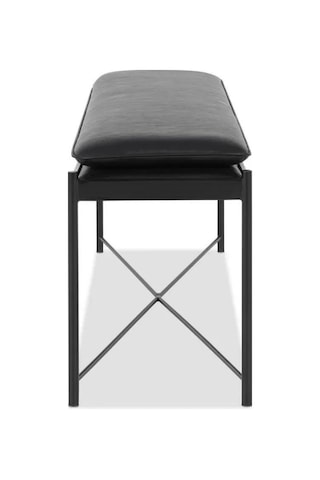 Essa Modern Deri Döşemeli Metal Ayaklı Bench Siyah