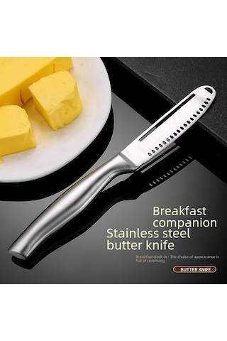 Mufunye Çelik Tereyağı Sürme Bıçağı - Jem, Krem Peynir, Peynir Kesme Ve Ekmek Sürme İşlevi - Dayanıklı 430 Paslanmaz Çelik - Modern Tasarım Diğer