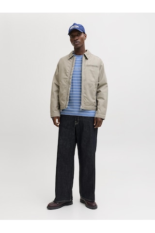 Jack & Jones Erkek Çizgili Nakis Islemeli Tisört - Norrebro - 12291021 Marina