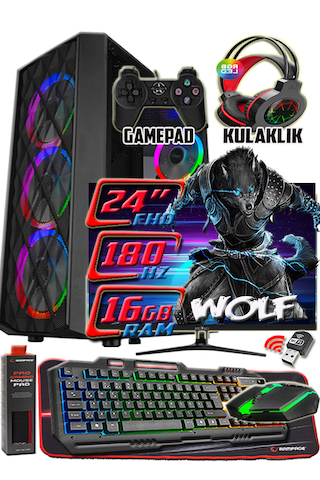 Warbox Wolf Xeon X5650 16 GB 256 GB SSD + 250 GB HDD 4 GB R7240 24" W10P Masaüstü Bilgisayar