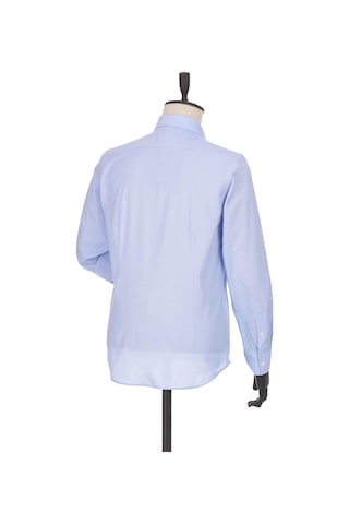 İmza Mavi Uzun Kol Filafil Desen Filafil Sert Yaka Cepsiz Pamuklu Basic Slim Fit Gömlek 1004245008 Royal Mavi