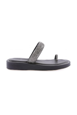 Dgn 007 Kadin Silver Taşli Parmak Arasi Terlik 007-2297-R1534 Siyah