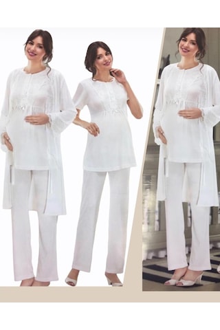 Nehir 2036 Hamile Lohusa 3Lü Pijama Sabahlık Takım (286567794)