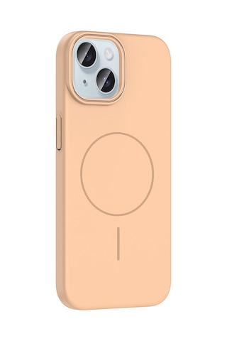 Apple Uyumlu iPhone 15 Kılıf Magsafe Şarj Özellikli Zore Ruby Silikon Kapak - Mürdüm Şeffaf Şeffaf