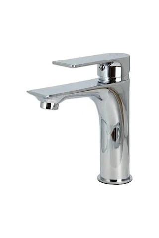 Lüks Sabit Lavabo Bataryası Tek Kollu Musluk Su Tasarruflu Banyo & Mutfak Uyumlu Lisinya Gümüş